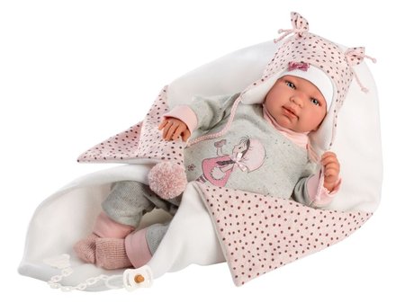 Llorens 84460 NEW BORN - realistick panenka miminko se zvuky a mkkm ltkovm tlem 44cm